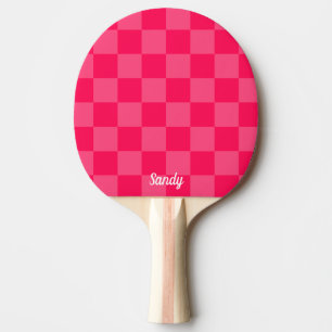 Pala De Ping Pong Fondo a cuadros rosa nombre personalizado 