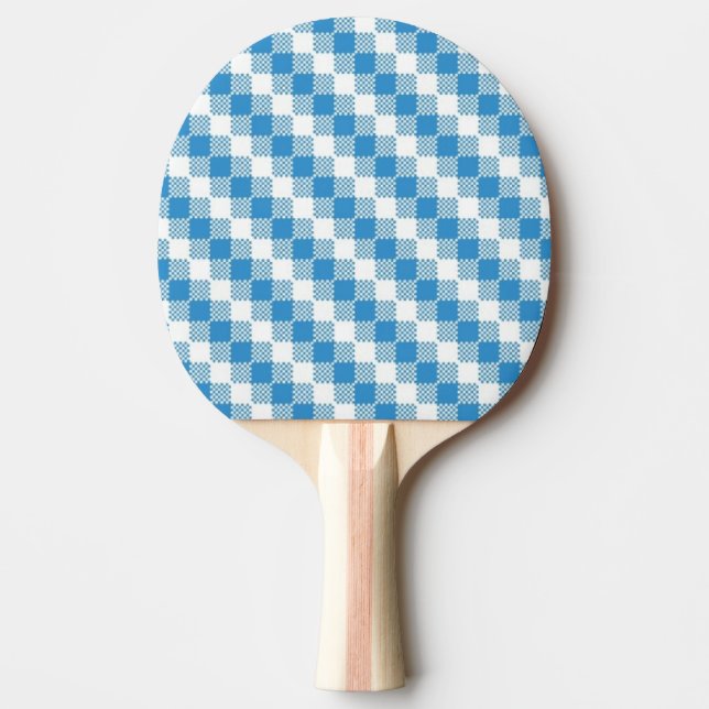 Pala De Ping Pong fondo Azul-blanco de los cuadrados (Anverso)