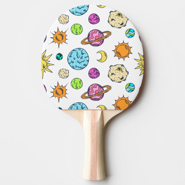 Pala De Ping Pong Fondo cósmico de Doodles espaciales (Anverso)