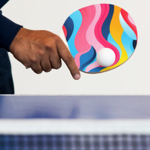 Pala De Ping Pong Fondo de líneas onduladas de colores brillantes