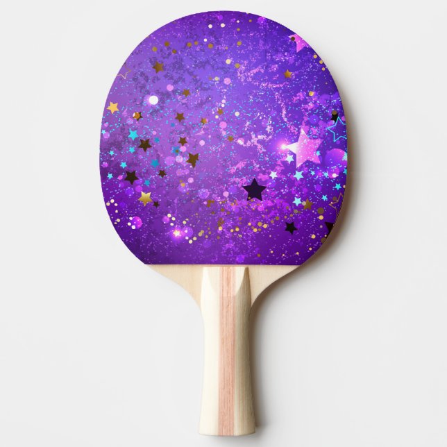 Pala De Ping Pong Fondo de Relieve metalizado púrpura con estrellas (Anverso)