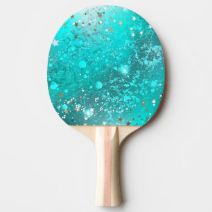 Pala De Ping Pong Fondo de Relieve metalizado turquesa de mimbre