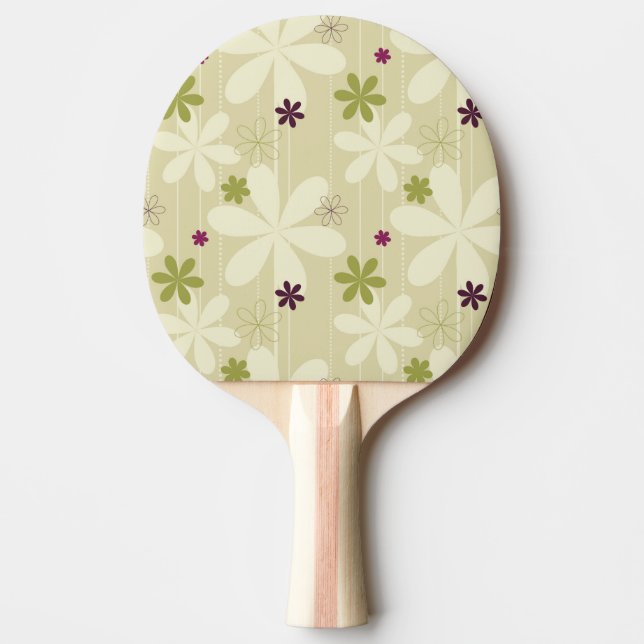 Pala De Ping Pong Fondo floral retro (Anverso)
