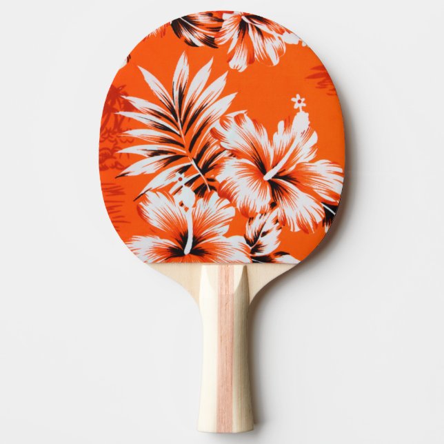 Pala De Ping Pong Fondo hawaiano de flores hibiscus (Anverso)