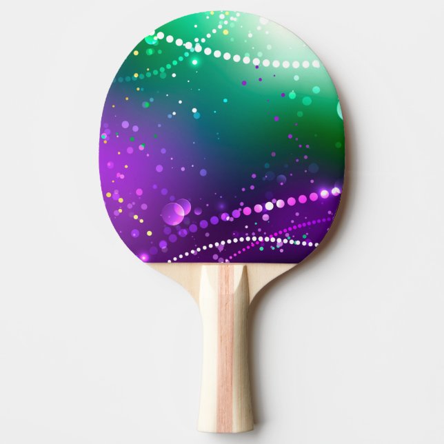Pala De Ping Pong Fondo morado festivo Mardi Gras (Anverso)