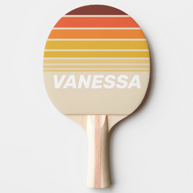 Pala De Ping Pong Fondo Retro con Franjas y Nombre (Anverso)