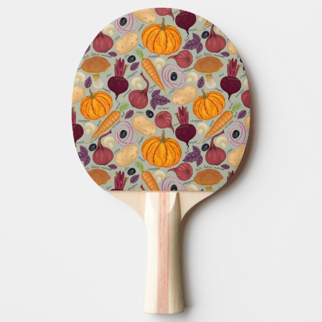 Pala De Ping Pong Fondo retro de verduras frescas (Anverso)