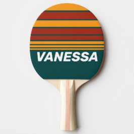 Pala De Ping Pong Fondo Retro Oscuro Verde Teal con Franjas Horizont