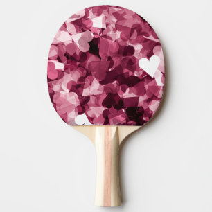 Pala De Ping Pong Fondo rosado suave de los corazones de Kawaii