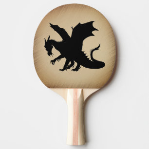 Pala De Ping Pong Fondo rústico del dragón negro