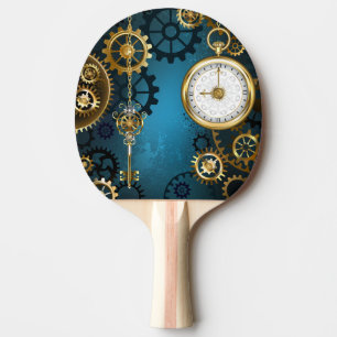 Pala De Ping Pong Fondo turquesa de vapor con engranajes