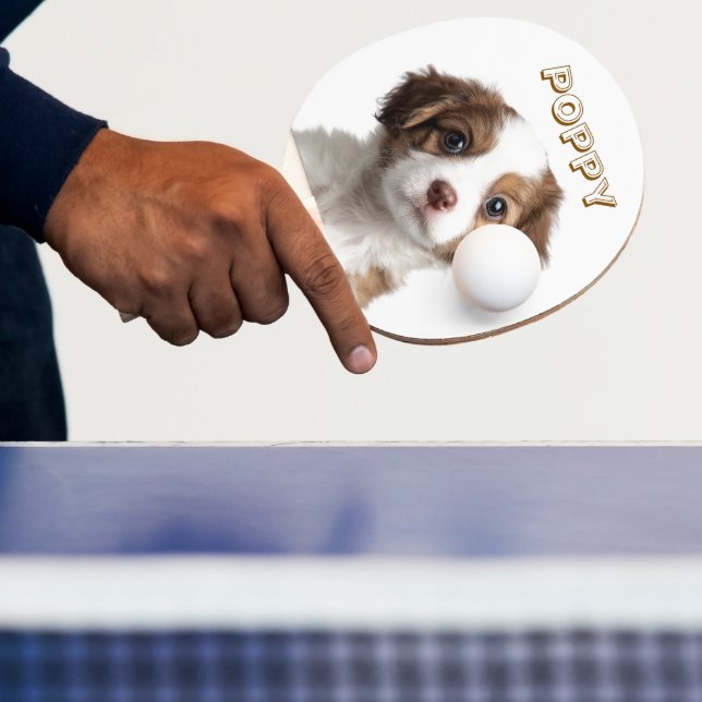 Pala De Ping Pong Foto de perro y nombre Ping Pong Paddle (in situ)