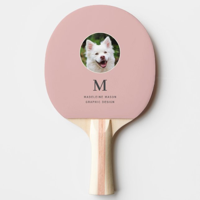 Pala De Ping Pong Foto Mascota rosa de Rubor personalizada (Anverso)