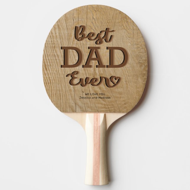 Pala De Ping Pong Foto Rustic Best Dad (Anverso)