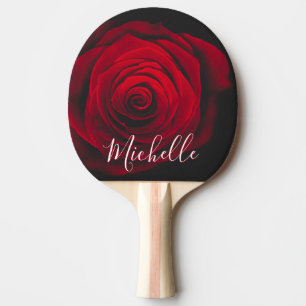 Pala De Ping Pong Fotografía de la cosecha de rosa rojo monograma pe