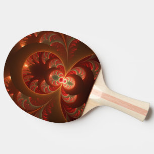 Pala De Ping Pong Fractal abstracto moderno naranja rojo luminoso