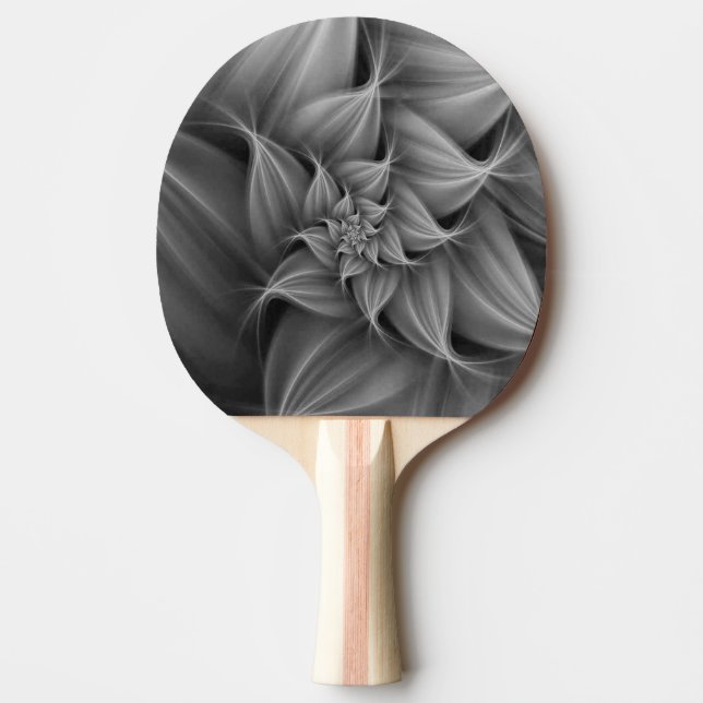 Pala De Ping Pong Fractal de Flor Gris Impresionante (Anverso)