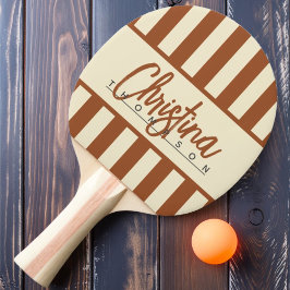 Pala De Ping Pong Franja de caramelo de polo de mediados de siglo No