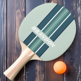 Pala De Ping Pong Franja de Rally Nostálgica Verde Oceánico con Nomb