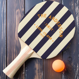 Pala De Ping Pong Franja Oceánica de Medianoche Costera & Apellido d
