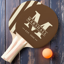 Pala De Ping Pong Franja superpuesta con monograma y nombre marrón b