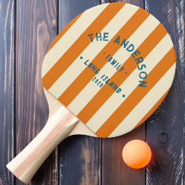 Pala De Ping Pong Franjas Cálidos Cítricos Costeros y Apellido Famil