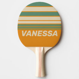 Pala De Ping Pong Franjas de Naranja Retro con Nombre