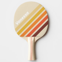 Pala De Ping Pong Franjas en ángulo retro con nombre