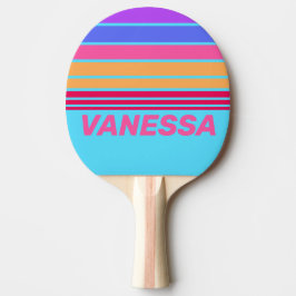 Pala De Ping Pong Franjas en el horizonte de vidrio marino con nombr