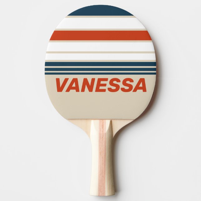 Pala De Ping Pong Franjas Horizontales de Cubierta de Vuelo Antiguas (Anverso)