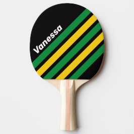 Pala De Ping Pong Franjas Inclinadas Palma Tropical Retro con Nombre