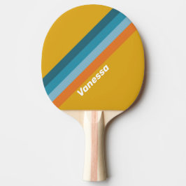 Pala De Ping Pong Franjas Retro Amarillas con Nombre