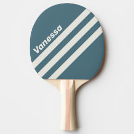 Pala De Ping Pong Franjas Triangulares Retro Gris Pizarra con Nombre