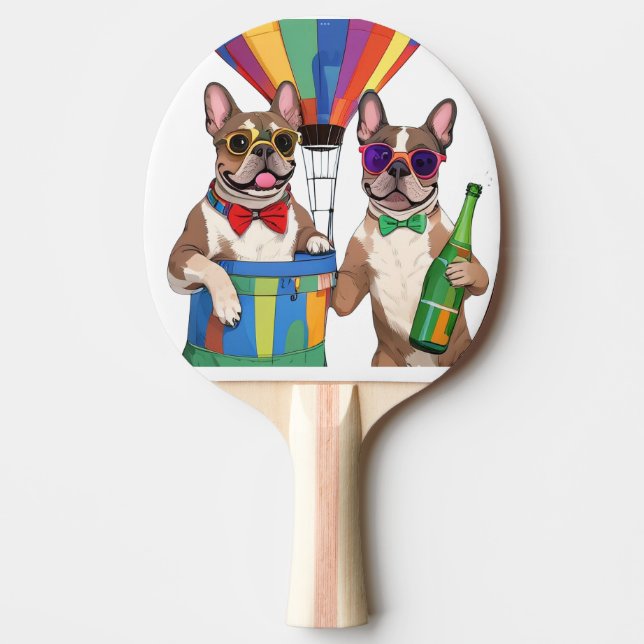 Pala De Ping Pong Französische Bulldoggen Neujahr French Bulldog (Anverso)