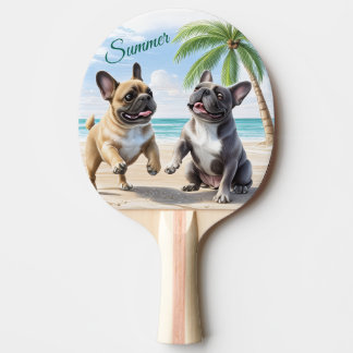Pala De Ping Pong Französische Bulldoggen Strand French Bulldog