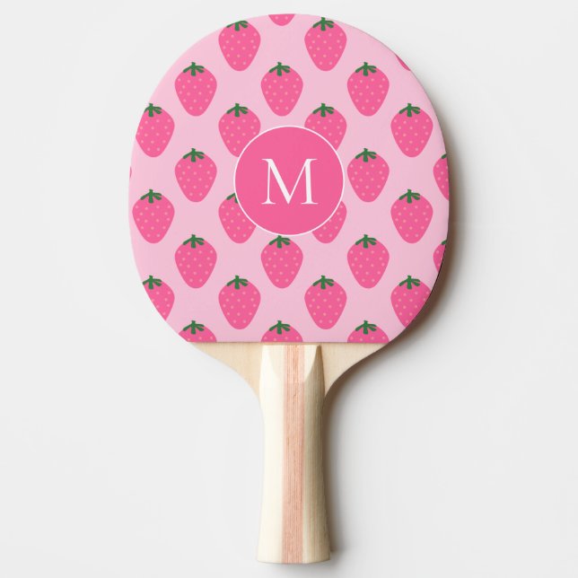 Pala De Ping Pong Fresas rosas, lindas personalizadas (Anverso)