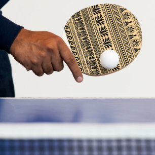 Pala De Ping Pong Fret griego, patrón mediterráneo, marrón