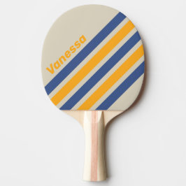Pala De Ping Pong Frisado Retro Azul Aplastante Puesta del Sol con F