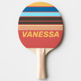 Pala De Ping Pong Frisado Retro Horizonte con Nombre