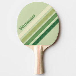 Pala De Ping Pong Frisas en ángulo arcoíris musgo retro con nombre