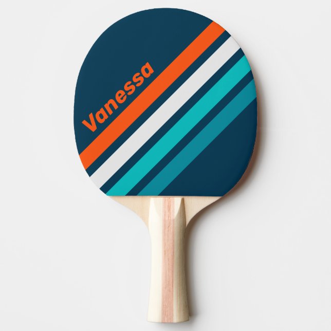 Pala De Ping Pong Frisco de Botella Azul con Franjas en Ángulo y Nom (Anverso)