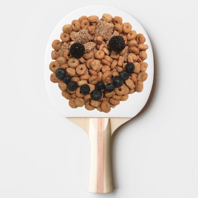 Pala De Ping Pong Fruta sonriente y rostro de cereales (Anverso)