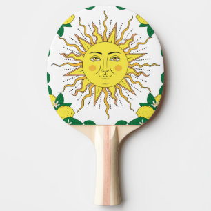 Pala De Ping Pong Frutas de limón tropical, cara de sol.