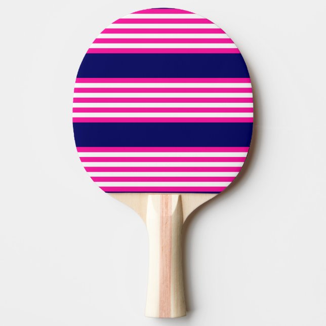 Pala De Ping Pong Fuchsia y cinco rayas blancas con azul (Anverso)
