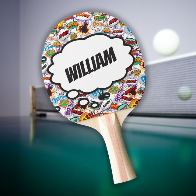 Pala De Ping Pong Fun Nombre Personalizado Comic Book (Subido por el creador)