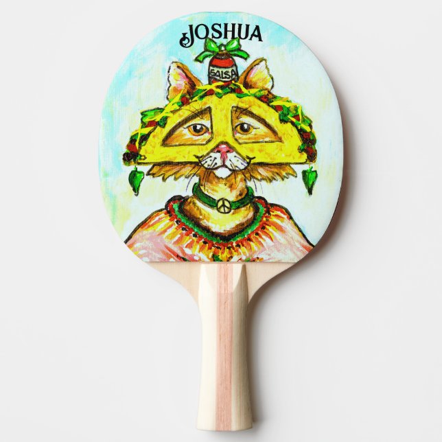 Pala De Ping Pong Fun Taco Hippie Cat Ping Pong Paddle (Anverso)