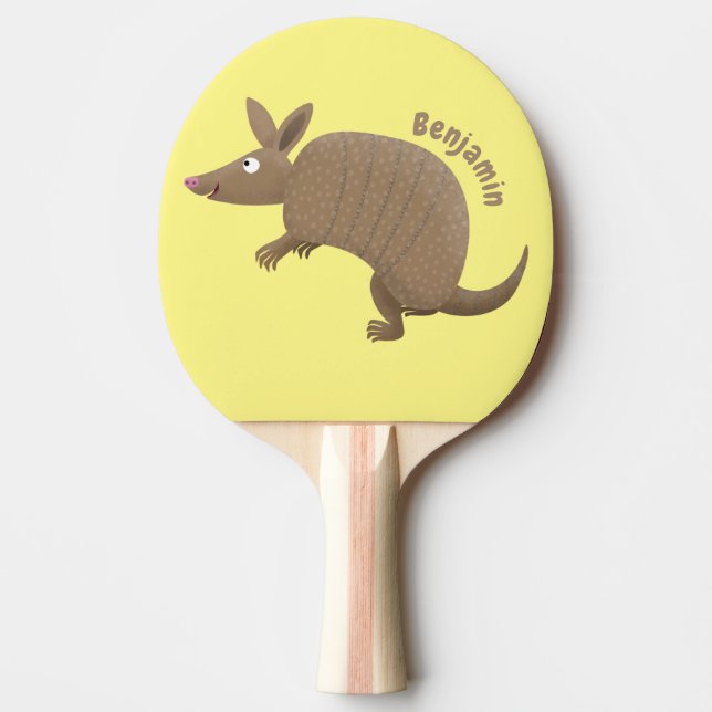 Pala De Ping Pong Funny armadillo feliz personalizado ilustracion (Anverso)
