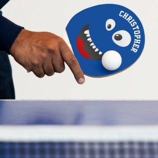 Pala De Ping Pong Funny Blue Scary Face Novedad Nombre personalizado