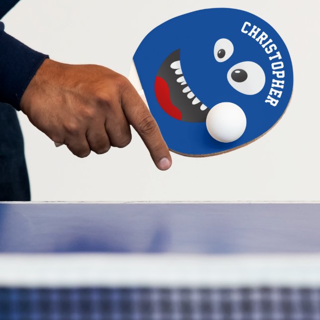 Pala De Ping Pong Funny Blue Scary Face Novedad Nombre personalizado (in situ)