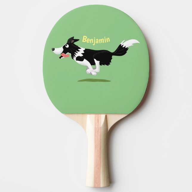 Pala De Ping Pong Funny Border Collie perro corriendo personalizado (Anverso)